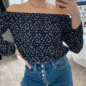 Cinched off the shoulder brandy flowered top
